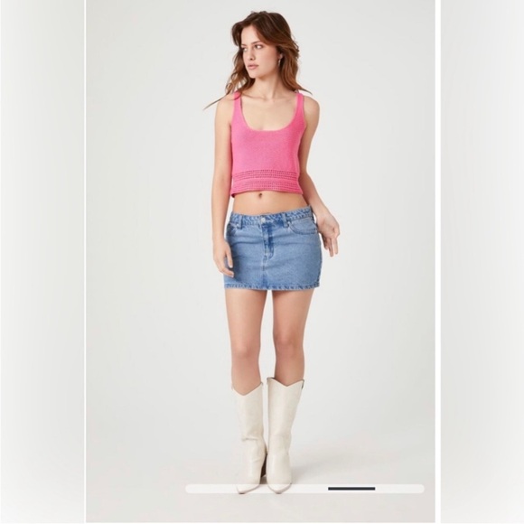 🆕 Forever 21 | Crochet Knit Crop Top Size Large - Picture 4 of 7